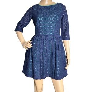 Lilly Pulitzer Alicia Petal Pusher lace dress navy green 4